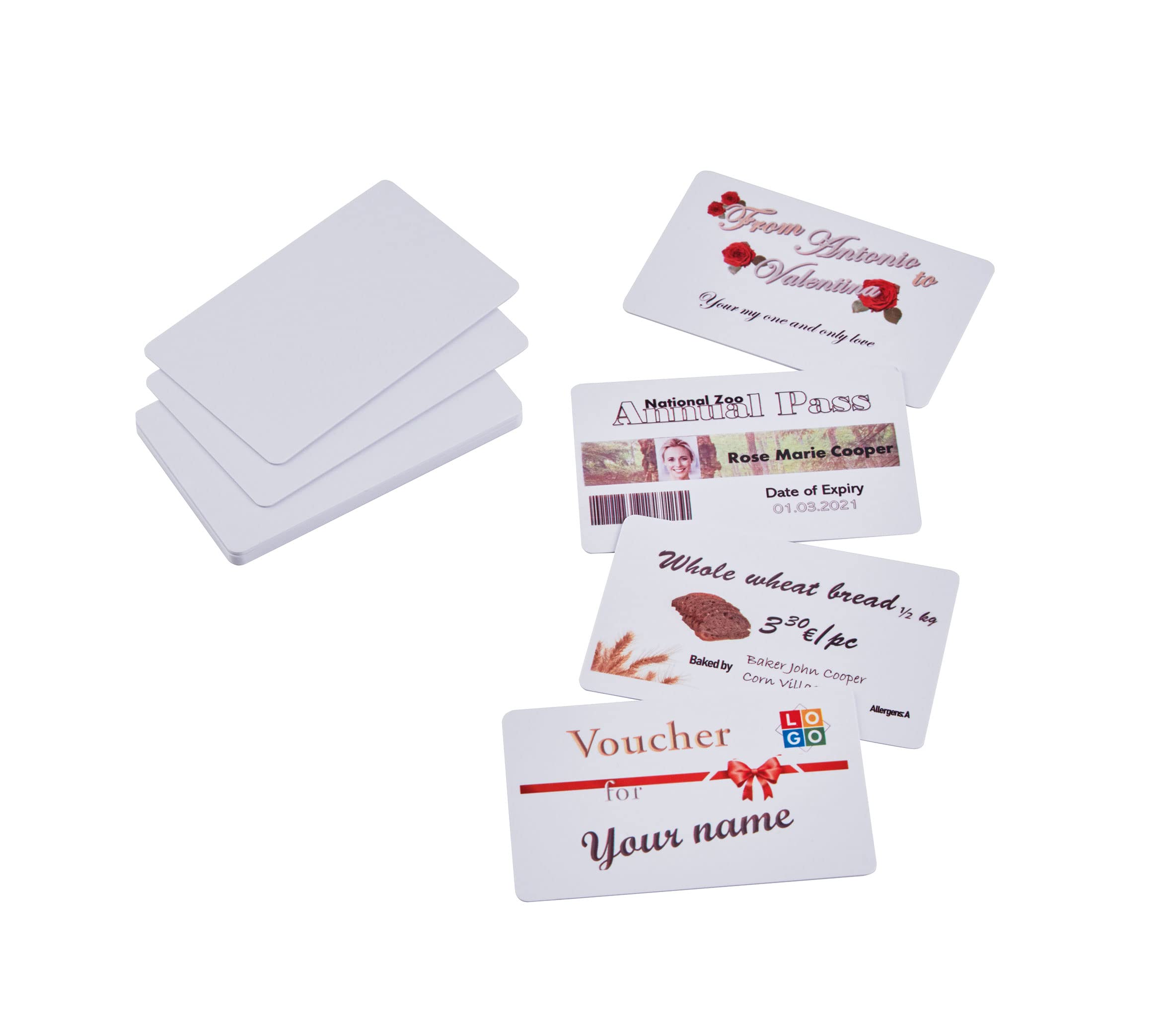Colop e-Mark 156480 Plastic Business Cards for Printing with E-Mark, Printable on Both Sides, 1 Pack = 50 Pieces, White