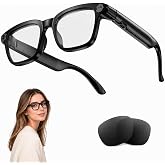 Plunthorn AI Smart Glasses for Men and Women,8MP Camera, AI Assistant, Real-Time Translation, Object Recognition,Bluetooth Connectivity, Open-Ear Speaker, Replaceable Sunglasses Lenses