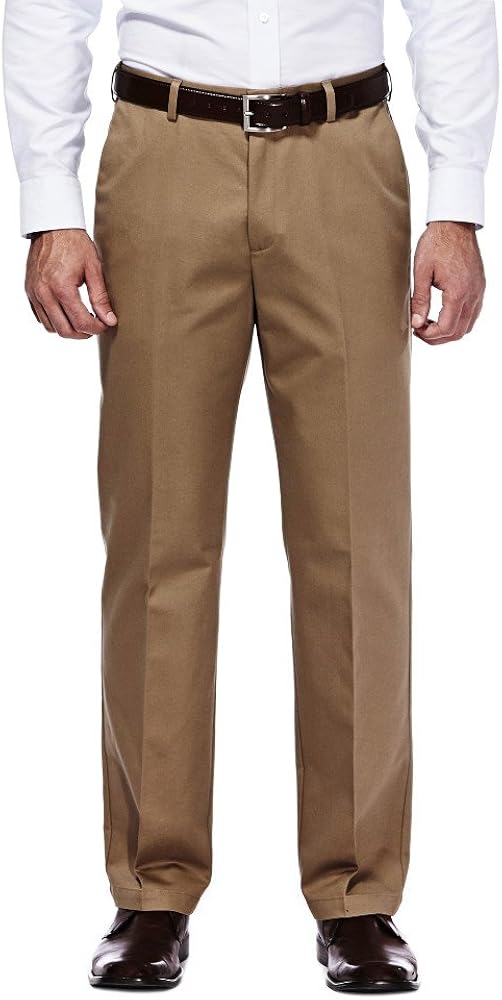 Haggar Men's Work To Weekend Hidden Expandable Waist No Iron Plain Front Pant at  Men’s Clothing store: Dress Pants