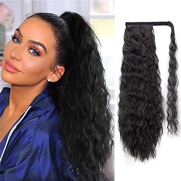 Amazon Com Long Ponytail Extensions For Women Synthetic Wrap