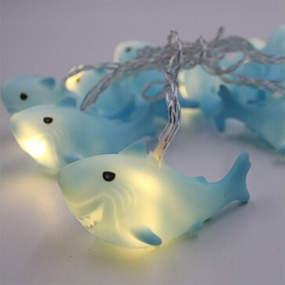YQ-BEST 1.5 Meter Battery Powered Cute Animal Shark Shape 10 Led Fairy Lights String Lights for Halloween Christmas Thanksgiving Home Party Children Kids Bedroom Decoration (Shark)