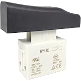HY15C Switch (1-Pack) Lock-on Push Button Switch with Screw Terminals, 18A 125V 12A 250V, Compatible with Bauer Rotary Hammers &amp; Power Drills, Fits 1.32" x 1.40" Rectangular Body Cavity