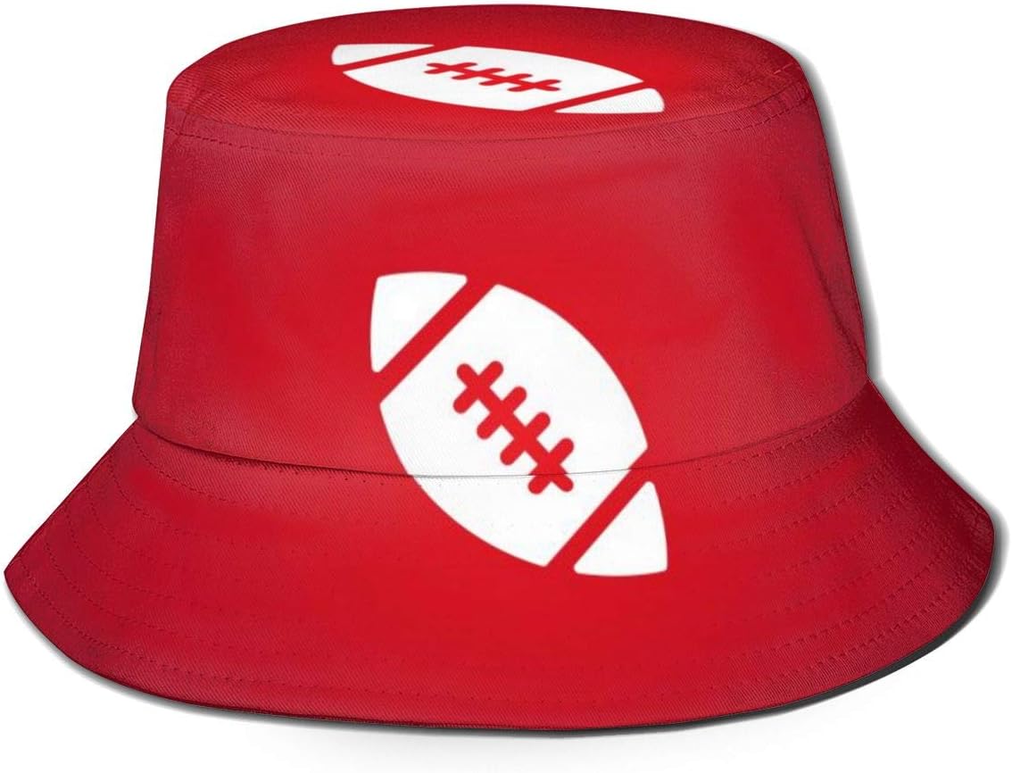 Lucaeat Unisex Rugby Ball Icon Bucket Hat Fisherman Hat Outdoor Sun Hat Black
