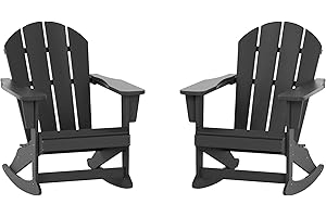 WestinTrends Malibu Outdoor Rocking Chair Set of 2, All Weather Resistant Poly Lumber Classic Porch Rocker Chair, 350 lbs Support Patio Lawn Plastic Adirondack Chair, Gray