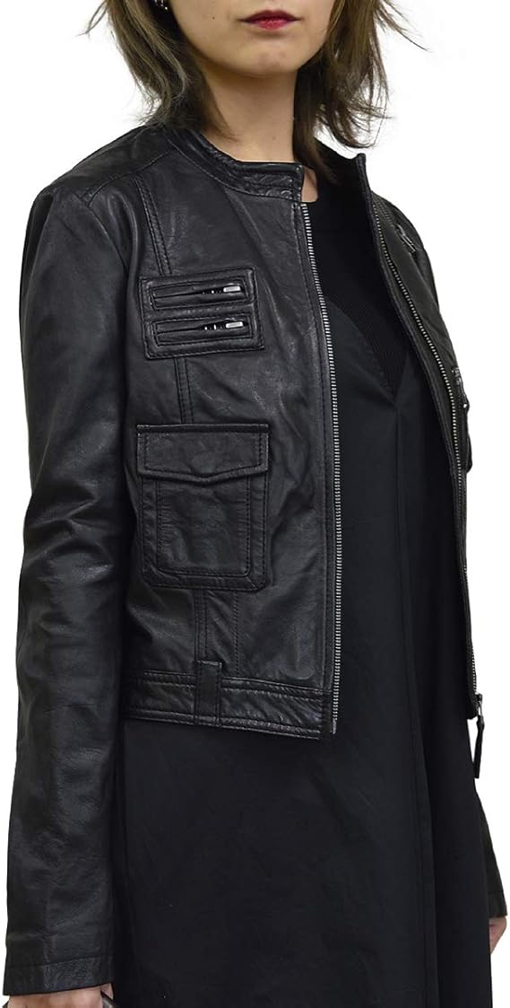 Amazon ライダースジャケット レザージャケット 革ジャン レディース 本革 シングルライダース 本革ジャケット ショート丈 シンプル ライダース Pd075bk コート ジャケット 通販