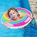 Coogam Rainbow Swim Ring Whirl Tube Color Pool Float Inflatable Rubber Inner Tubes Water Donut Rafts Foam Innertube Toy for Kids Summer Outdoor Beach Party Playing Decoration (23.6'')