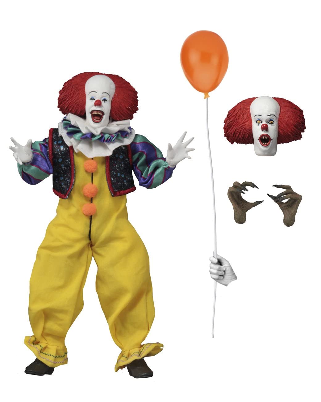 NECA Offical Pennywise (1990 Movie) IT 8" Clothed Action Figurine, Adult Collectible Item, Halloween