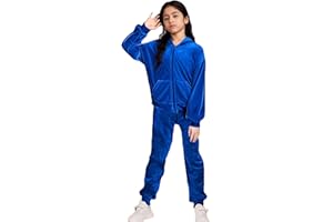 MessBebe Girls Sweatsuits Velour Tracksuit 2 Piece Outfits Tracksuit Zip Up Hoodie Sweatshirt Sportswear Jogging Set