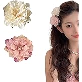 2Pcs Hawaiian Flower Hair Clips Artificial Tropical Flower Hairpins Rose Boho Hair Barrettes for Women Weddings Beach Parties(2 Colors)