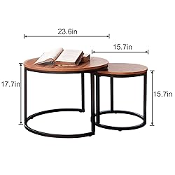 aboxoo Coffee Table Nesting Side Round Set of 2 End