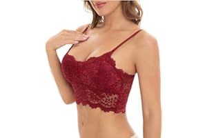 ABOUTYES Women Lace Bra Sexy Seamless Breathable Comfortable Bralettes Wireless Bralette Strappy Padded Bandeau Bra Crop Top