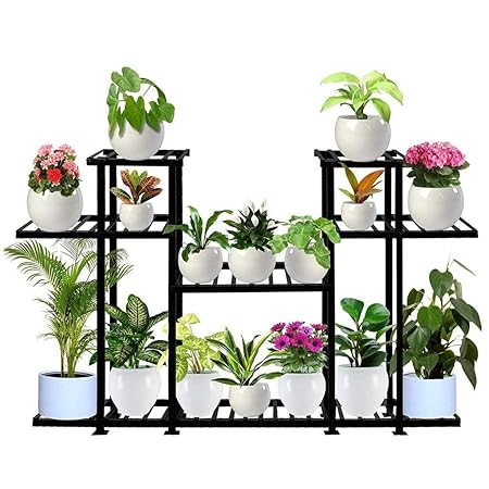 TrustBasket Aster Planter Stand (Black) - Multiple Pot Stand Indoor/Outdoor, Multipurpose Stand, Racks, Planter Stand