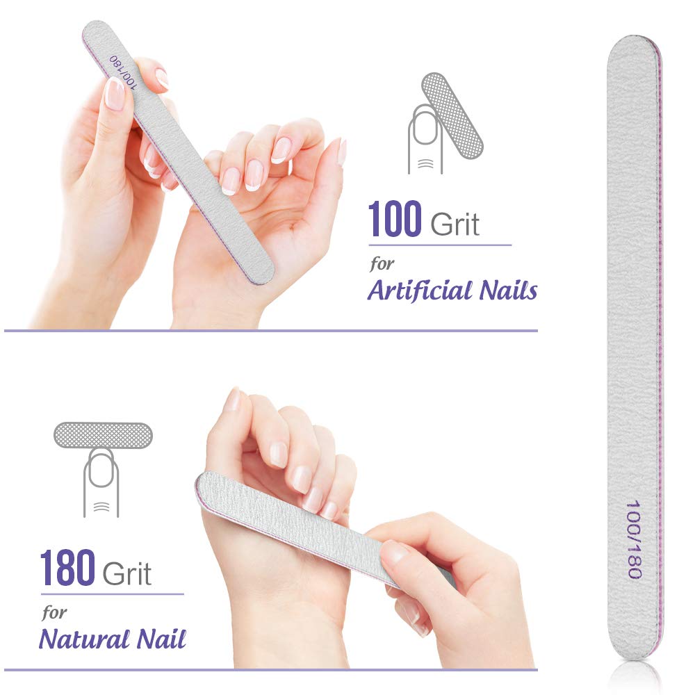 Teenitor Nail Polish Gel Remover Tools Kit with Nail Clips Nail Remover Pads Cuticle Pusher Nail Brushes Nail File Grits 120/180 Buffer Block Grits 400/4000, 6 Pack : Beauty
