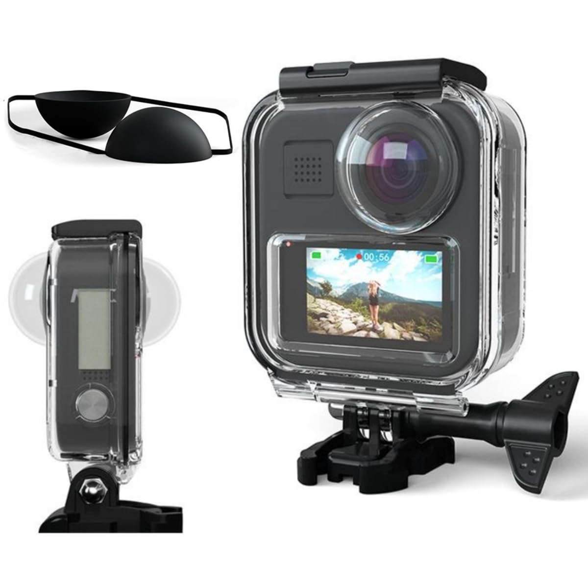 Taoric Waterproof Housing Case Compatible with Gopro Max Action Camera, Underwater Diving Protective Shell 30M with Bracket Accessories