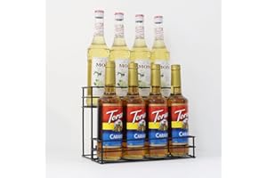 ONNEKA Coffee Syrup Organizer – Coffee Syrup Rack & Stand, Compatible with Torani & Monin Bottles, Multi-Tier Countertop Storage for Home Coffee Bar, Cafe, Restaurant & Commercial (13.4"D x 4.3"W x 9.4"H)