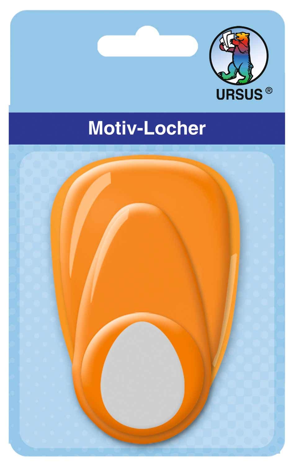 URSUS 19480020 Motif Hole Punch with Lever Medium Egg Approx. 25.4 mm Orange