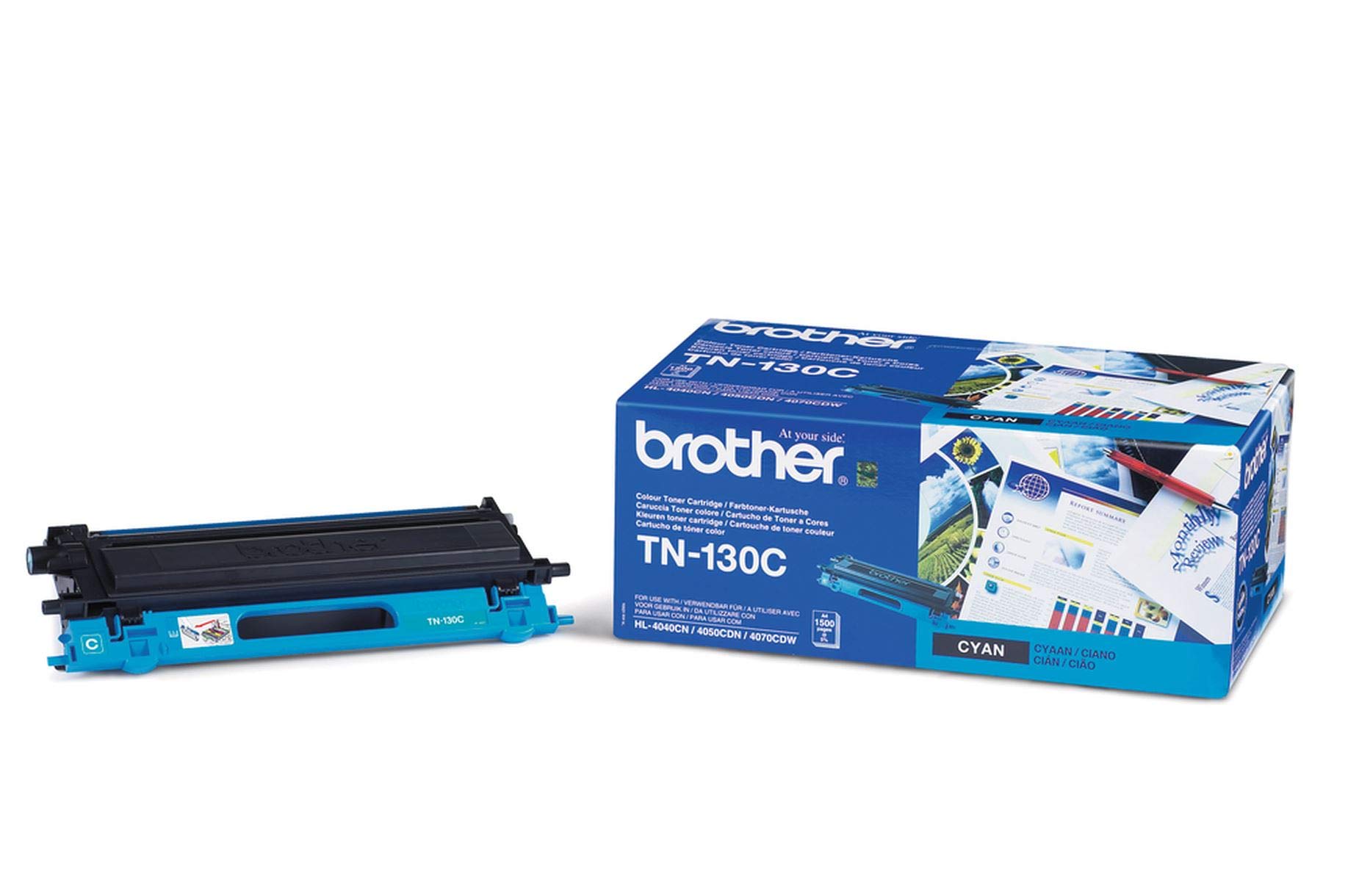 Brother TN-130C Toner Cartridge, Cyan, Single Pack, Standard Yield, Includes 1 x Toner Cartridge, Brother Genuine Supplies