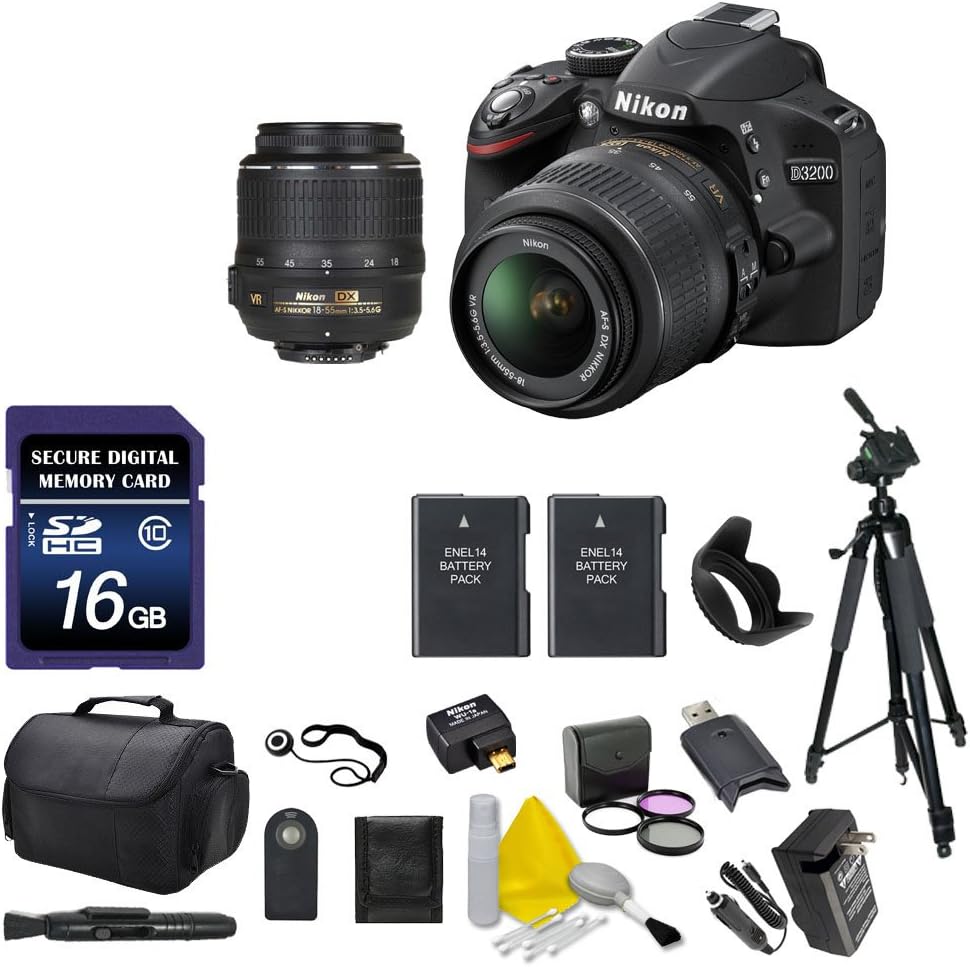 Nikon D3200 DSLR Camera with 18-55mm Lens (25492), 16GB High Speed Memory Card (International Model, No Warranty) Bundle 8