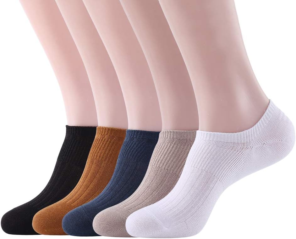 Men Low Cut Socks 5 Pairs Mens No Show Socks Nonslip Cotton Men Shoe