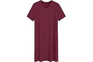Latuza Men's Viscose Nightshirt Short Sleeves Sleep Shirt