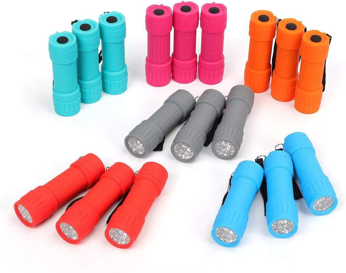 FASTPRO 18-Pack, 9-LED Mini Flashlight Set, 54-Pieces AAA Batteries are Included and Pre-Installed, Perfect For Class Teaching, Camping, Wedding Favor - - 