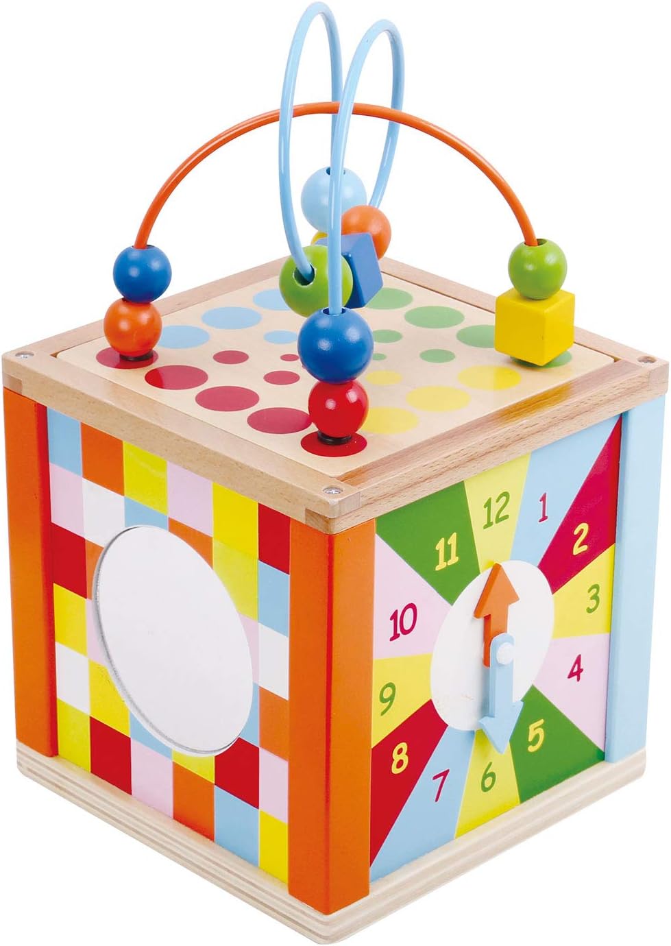Tooky Toy Cube D Activite En Bois Pour Bebe Cube Motorique Horloge D Apprentissage Jouet En Bois Jeu Enfant Labyrinthe Boullier Adapte A Partir De 3 Ans