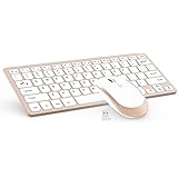 Wireless Keyboard Mouse, Jelly Comb 2.4GHz Ultra Thin Compact Portable SMALL Wireless Keyboard and Mouse Combo Set for PC, Desktop, Computer, Notebook, Laptop, Windows XP/Vista/7/8/10 - Gold
