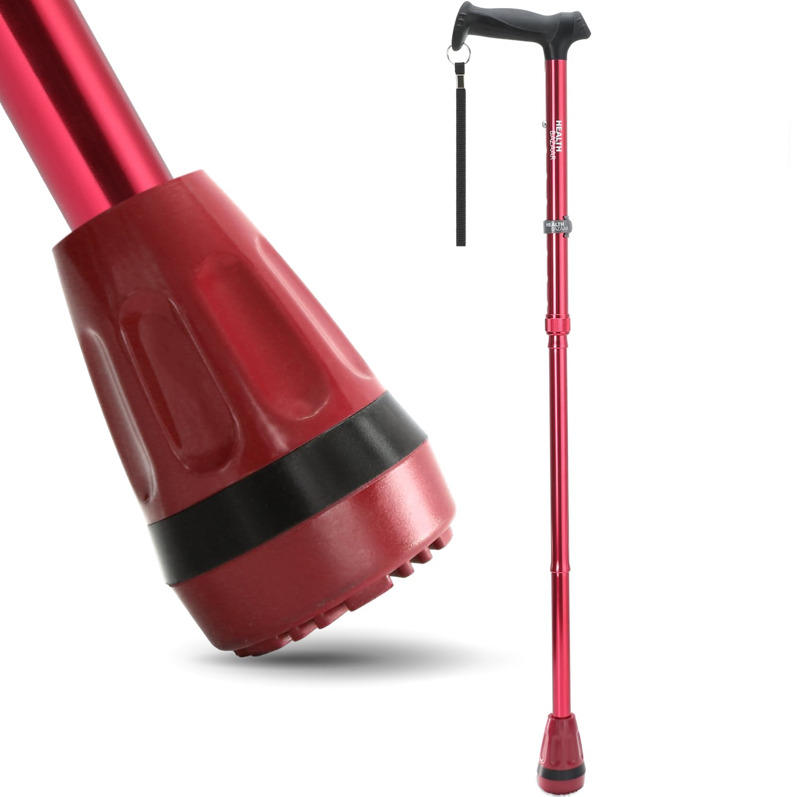 All Terrain Walking Cane for Men & Women, Lightweight, Foldable, Adjustable, Shock Absorption, Collapsible Walking Stick for Seniors & Adults | HealthBazaar
