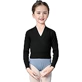 Dance Sweater for Girls Long Sleeve V-Neck Top Sweater for Ballet/Gymnastics/Sports