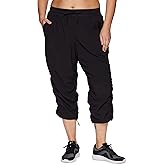 RBX Active Women's Plus Size Fashion Lightweight Woven Body Skimming Drawstring Capri Pant