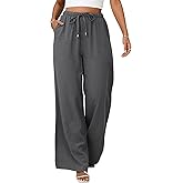 UMIPUBO Womens Linen Pants High Waisted Wide Leg Trousers Summer Palazzo Casual Pant Flowy Drawstring Beach Pants