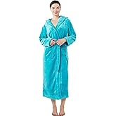 Dowesrobe Womens Fleece Hooded Fluffy Bathrobe Plush Long soft cozy Winner Warm fuzzy Spa Robe with deep pockets