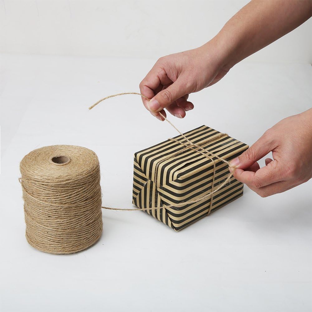Tenn Well Natural Jute Twine, 3Ply 984Feet Arts and Crafts Jute Rope Industrial Packing Materials Packing String for Gifts, DIY Crafts, Decoration, Bundling, Gardening and Recycling : Office Products