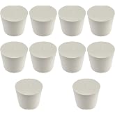 Adyoney 10 Pcs White Tapered Shaped Solid Rubber Stopper, 7#" | Size: 1.5x1.1x1.2inch / 37x28x30mm