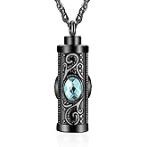 XIUDA Crystal Cremation Urn Necklace for Ashes Keepsake Stainless Steel Memorial Pendant with Flower