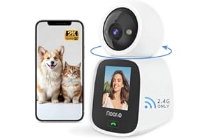 Noorio Two Way Video Calling Camera, 2K One Click Call Pet Camera Indoor with Phone App, 2.4G WiFi Only 360° PTZ Dog Cam with Speaker, CL200