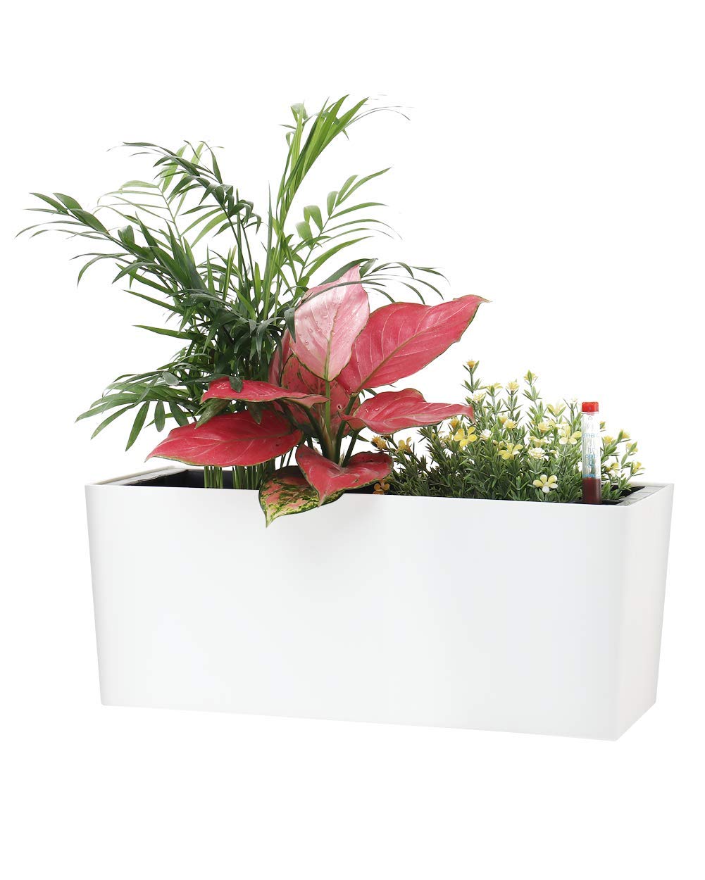Photo 1 of SAROSORA 14" Rectangle Self Watering Planter with Water Level Indicators for Plants & Flower Home Garden Outdoor Indoor Succulent | Herb pots | Window Box (1, White)