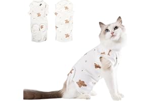 DoggieKit Cat Surgery Recovery Suit, Anti Licking Postoperative Onesie with Roll-Up Design, Soft Breathable Bodysuit Shirt fo