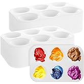 100 Pcs White Plastic Paint Palette, 6 Well Watercolor Palette Paint Palettes, Craft Paint Trays Rectangular Paint Holder Tray for DIY Craft and Art Painting Party Watercolor