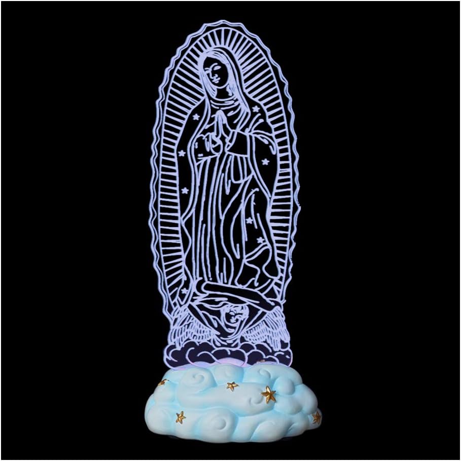 Amazing Roo Our Lady of Guadalupe Figurine,LED Lights of Virgin Mary Figurine, Holy Religious Home Garden Decor