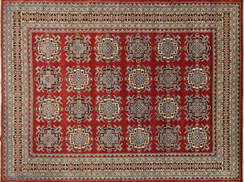 9'X12' Handmade Super Kazak Red Hand Knotted Wool Rug W797