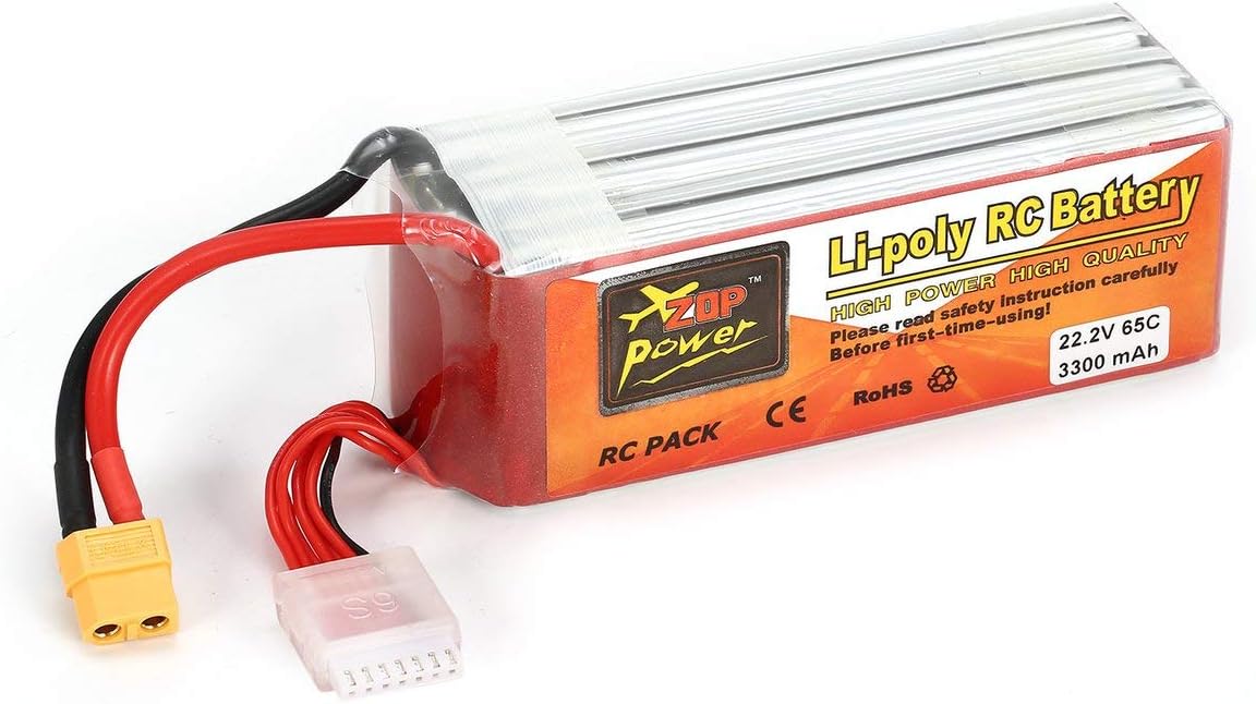 KMtar ZOP Power 22.2V 3300mAh 65C 6S 1P Lipo Battery XT60 Plug Rechargeable for RC Racing Drone Quadcopter Helicopter Car Boat Model