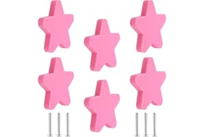 YOOHEY HITEFU Yoohey 6PCS Soft Rubber Knobs Cute Cartoon Star Shape Knobs Silicone Cute Knobs for Kids Room, Study Room, Cabinet, Dresser, Cupboards (Pink)