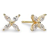 Princess Collection - "Loving Lily" - 0.32 Inch (1.0 Carat/Pair) Cubic Zirconia 22K Gold-Plated Stud Earrings For Sensitive Ears