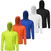 Mens Active Athletic T-Shirts Set Long Sleeve Sun Protective Quick Dry Hoodies Shirt 5 Pack
