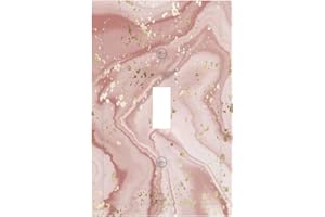STKCTY Abstract Ink Rose Pink Marble 1-Gang Single Toggle Device Switch Wallplate Jumbo Size Electrical Outlet Light Switch Cover Face Plate Elegant Luxury Gradient Gold Pink Girls Woman Bathroom Decorate