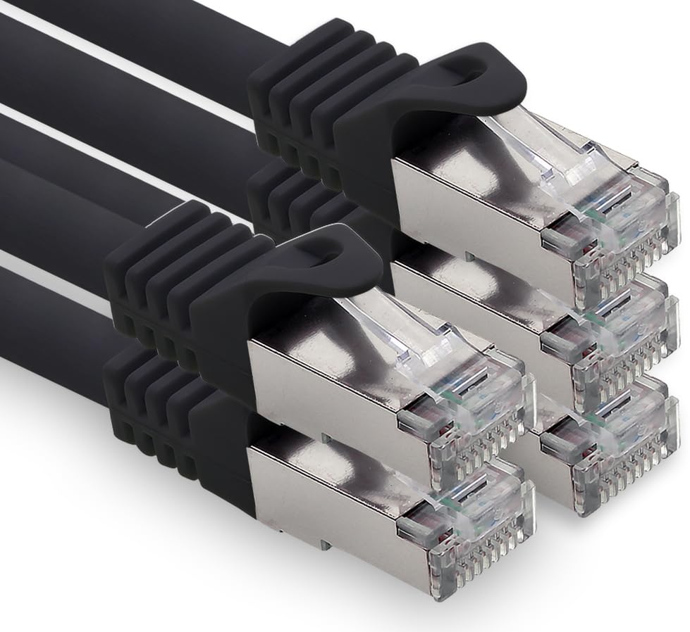 freiwerk 0.25 m - black - 5 pieces CAT.7 network cable Lan Ethernet patch cable S-FTP LSZH PIMF 10GB s RJ45 plug Cat6a