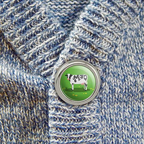 Dairy Cow In Field with Flowers Metal Craft Sewing Novelty Buttons - Set of 4