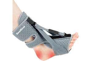 DesiKind Plantar Fasciitis Night Splint, 3 Adjustable Straps for Plantar Fasciitis, Foot Drop & Heel Pain Relief, Comfortable Night Splint Support for Day & Night Use (Gray)