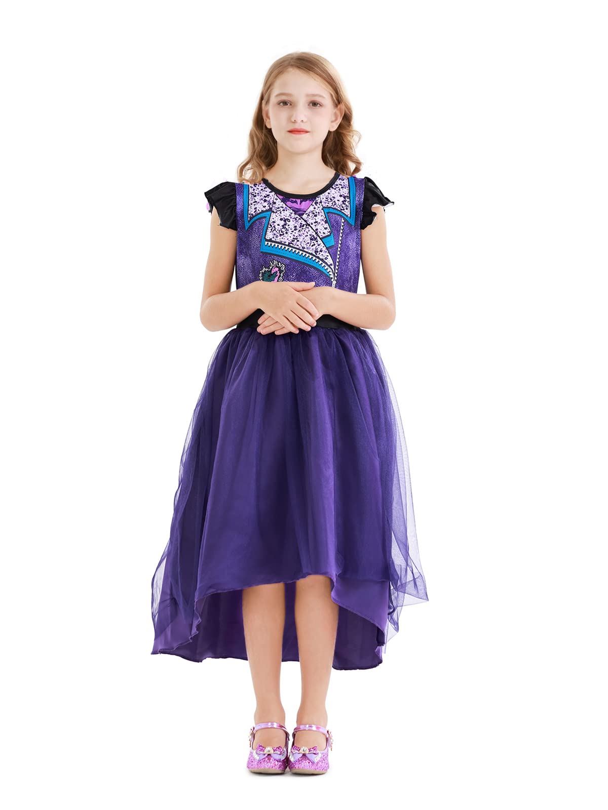 Descendants Costume Princess Dress Up Outfits Halloween Party Cosplay Dress with Wig